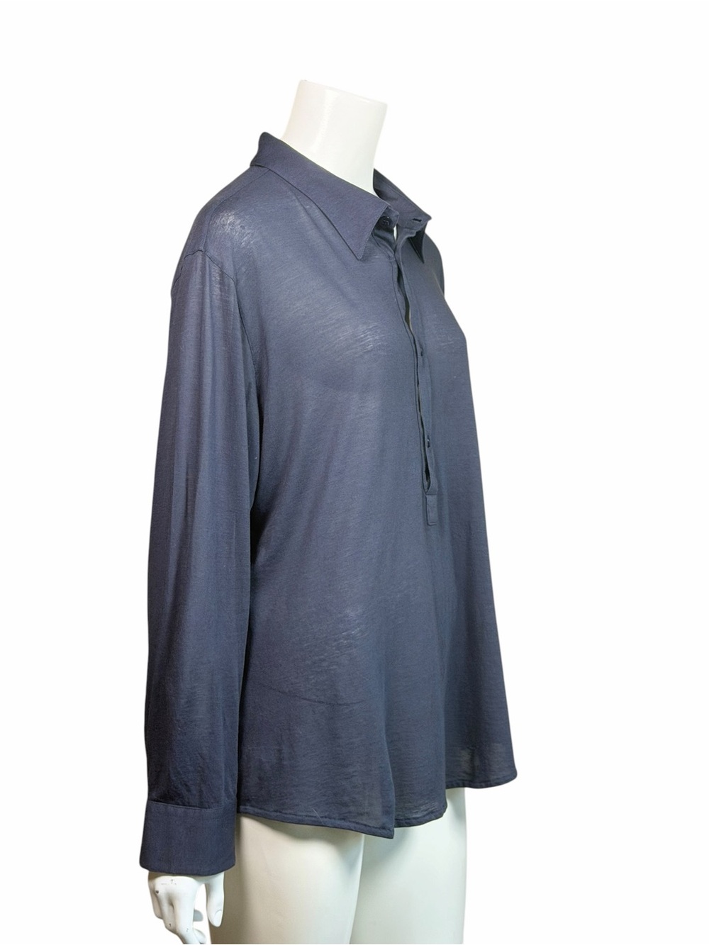 Giorgio Armani Mens Long Sleeve Knit Polo Popover Navy Made Italy USA 38 - Picture 6 of 10